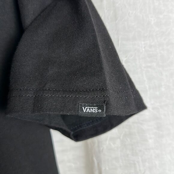 VANS M Black White Patch Logo CA VANS NY Cotton Crewneck Short Sleeve Tee - Picture 6 of 9